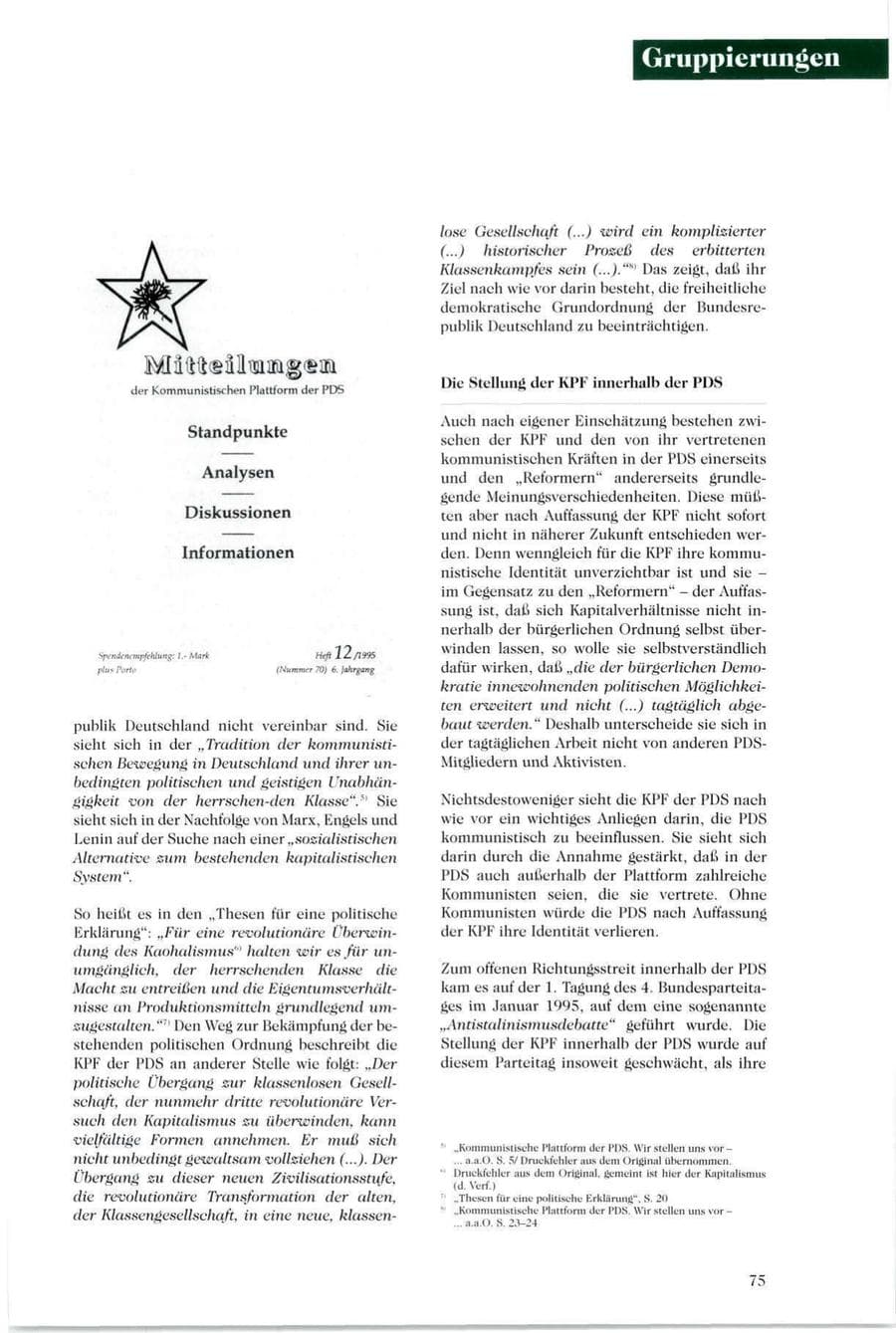 Seite 76 des Verfassungsschutzbericht 1995 Sachsen