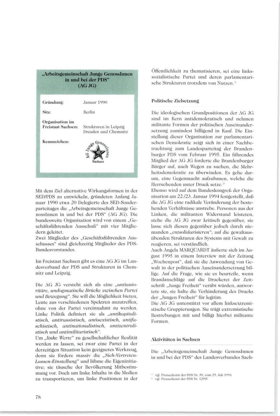 Seite 79 des Verfassungsschutzbericht 1995 Sachsen