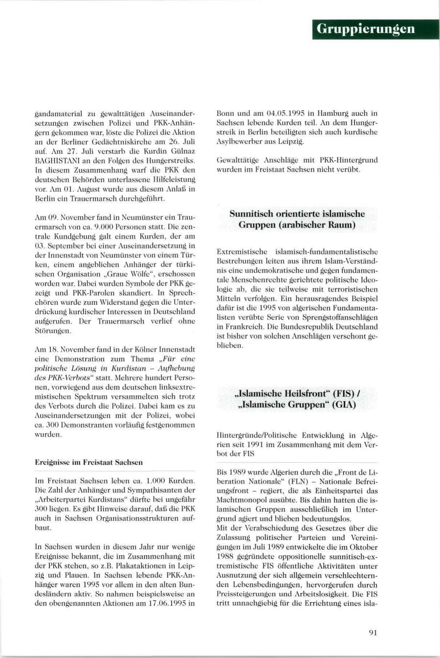 Seite 92 des Verfassungsschutzbericht 1995 Sachsen