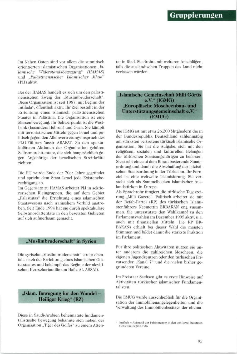 Seite 96 des Verfassungsschutzbericht 1995 Sachsen