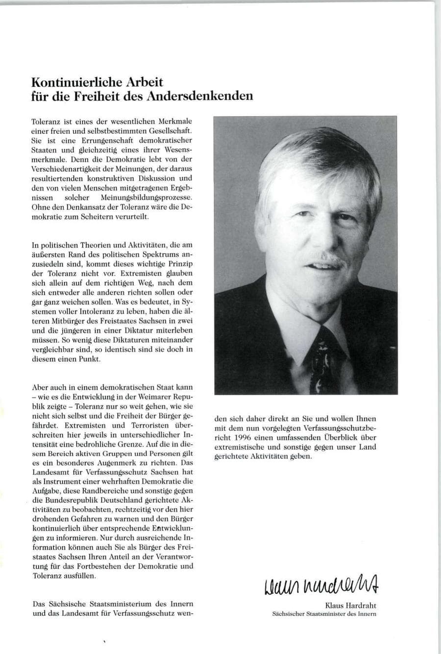 Seite 2 des Verfassungsschutzbericht 1996 Sachsen