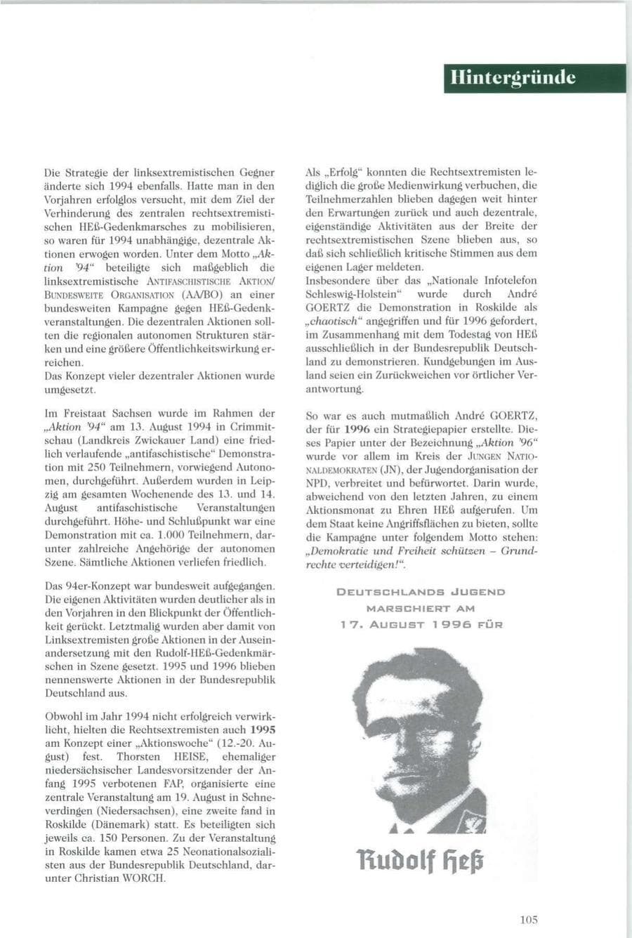 Seite 106 des Verfassungsschutzbericht 1996 Sachsen
