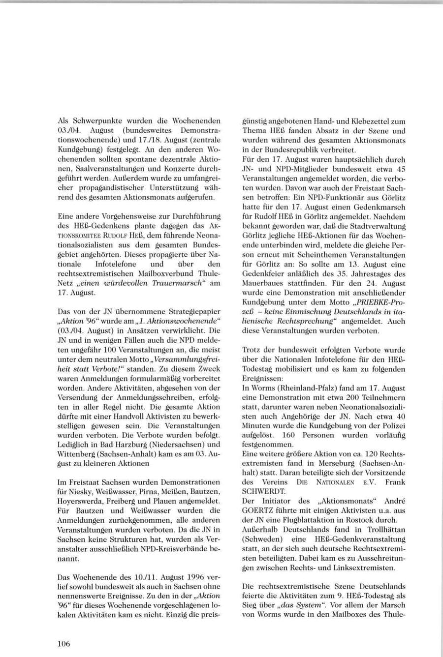 Seite 107 des Verfassungsschutzbericht 1996 Sachsen