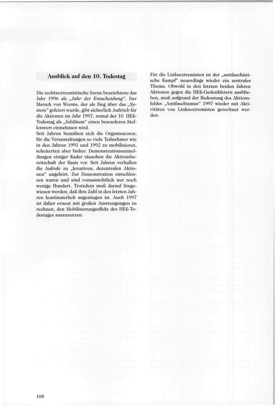 Seite 109 des Verfassungsschutzbericht 1996 Sachsen