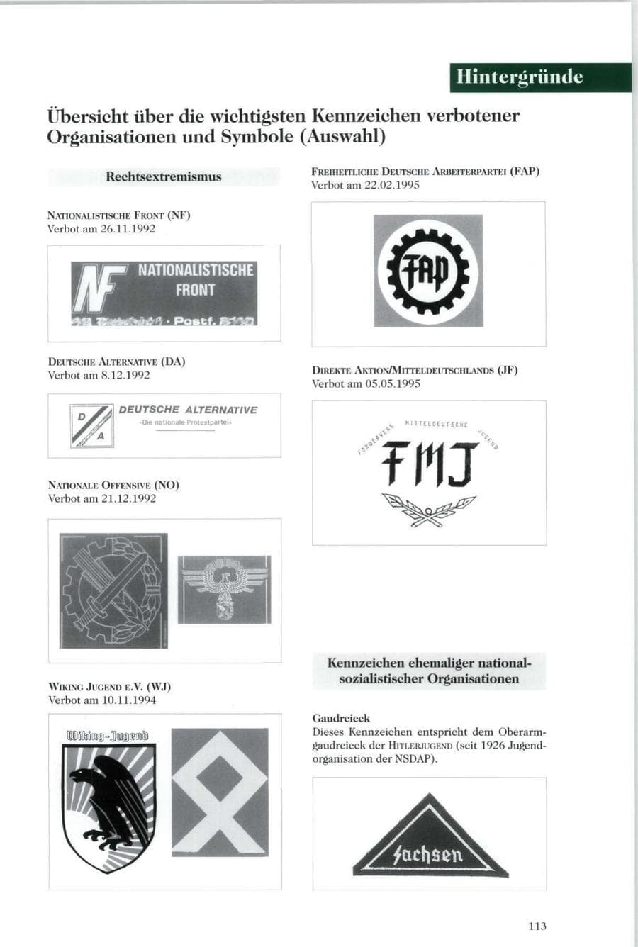 Seite 114 des Verfassungsschutzbericht 1996 Sachsen