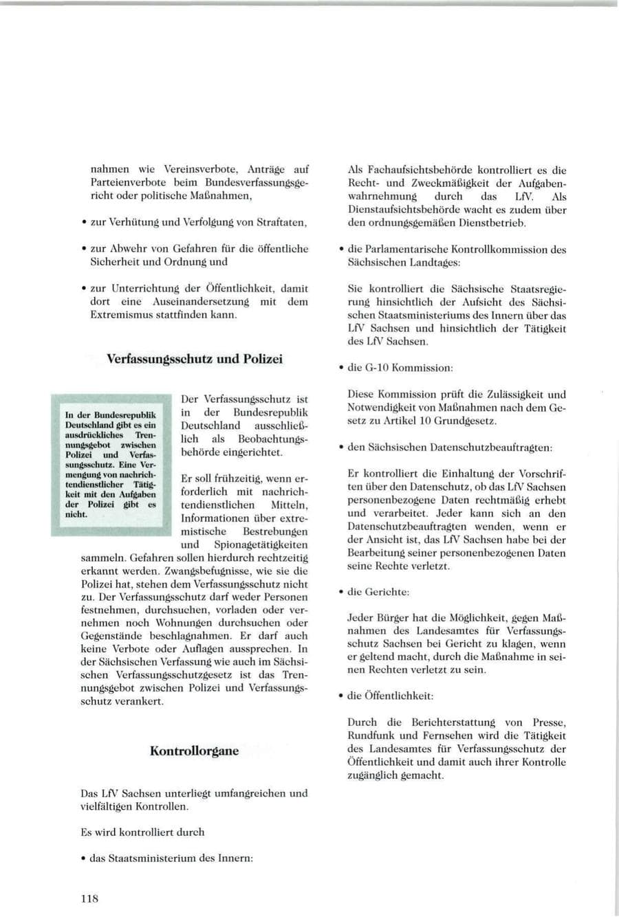 Seite 119 des Verfassungsschutzbericht 1996 Sachsen