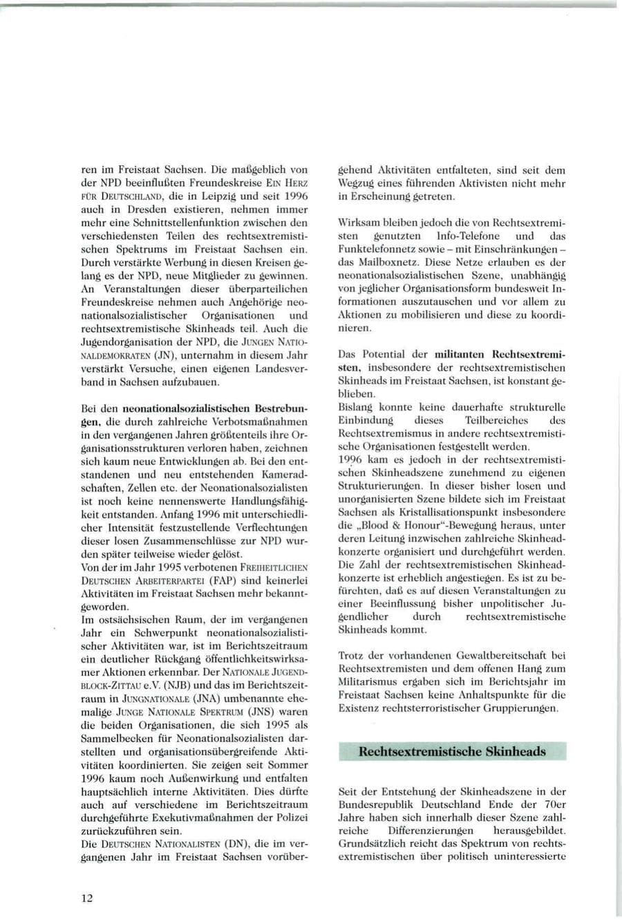 Seite 13 des Verfassungsschutzbericht 1996 Sachsen
