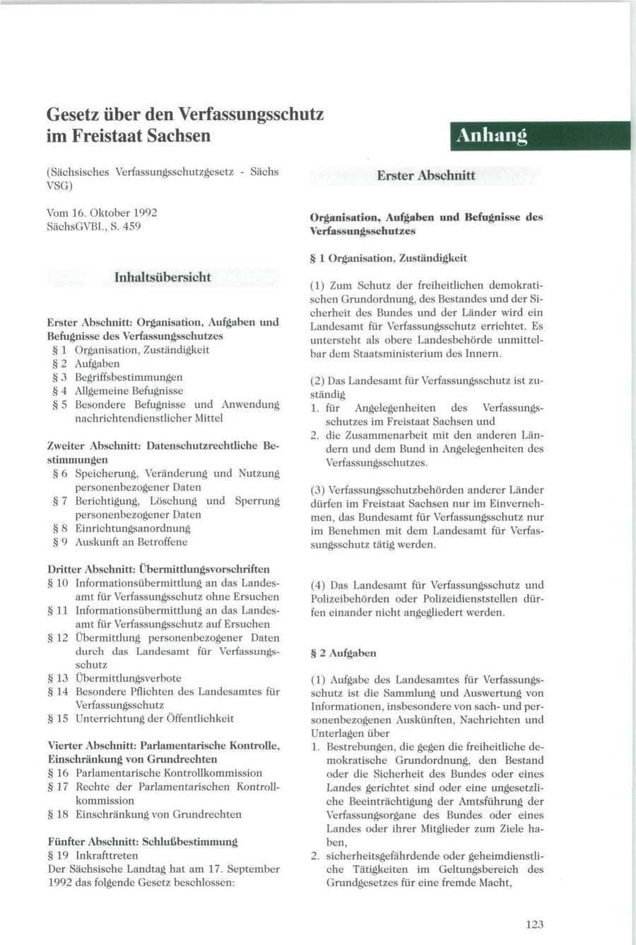 Seite 124 des Verfassungsschutzbericht 1996 Sachsen