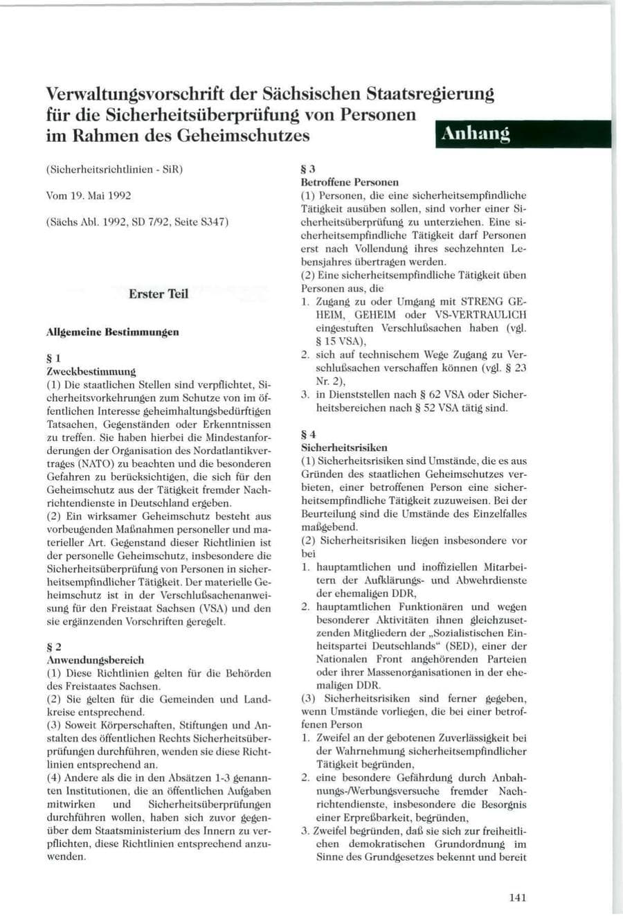 Seite 142 des Verfassungsschutzbericht 1996 Sachsen
