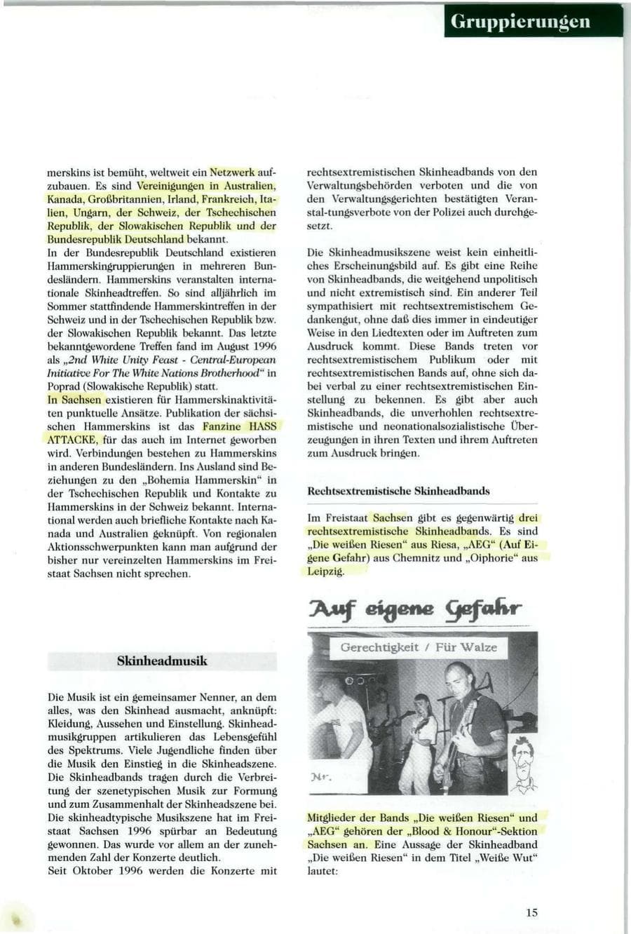 Seite 16 des Verfassungsschutzbericht 1996 Sachsen