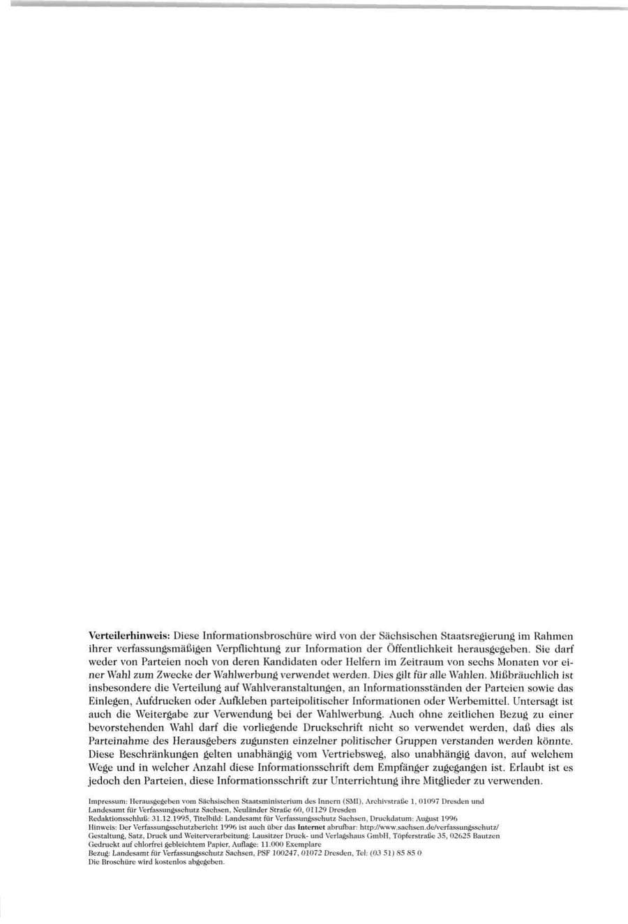 Seite 151 des Verfassungsschutzbericht 1996 Sachsen