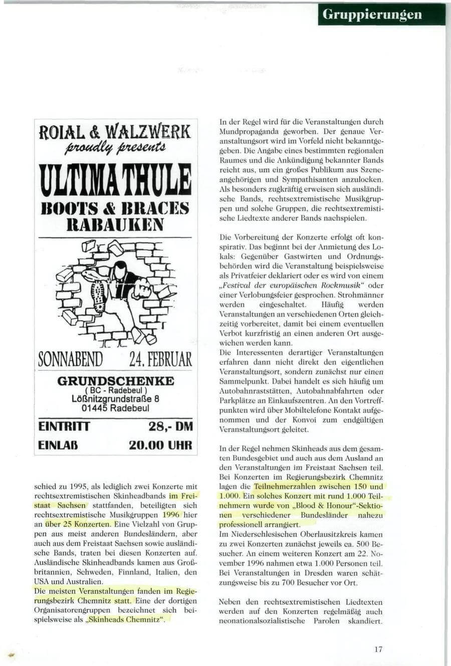 Seite 18 des Verfassungsschutzbericht 1996 Sachsen