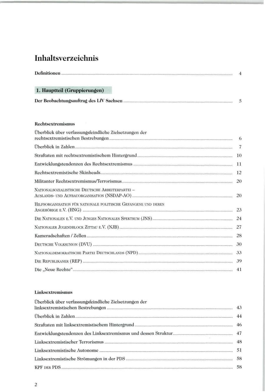 Seite 3 des Verfassungsschutzbericht 1996 Sachsen