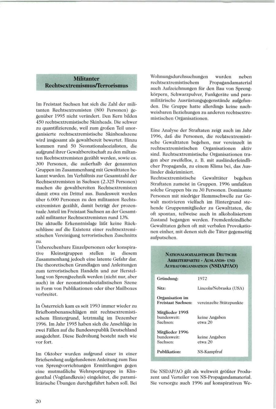 Seite 21 des Verfassungsschutzbericht 1996 Sachsen