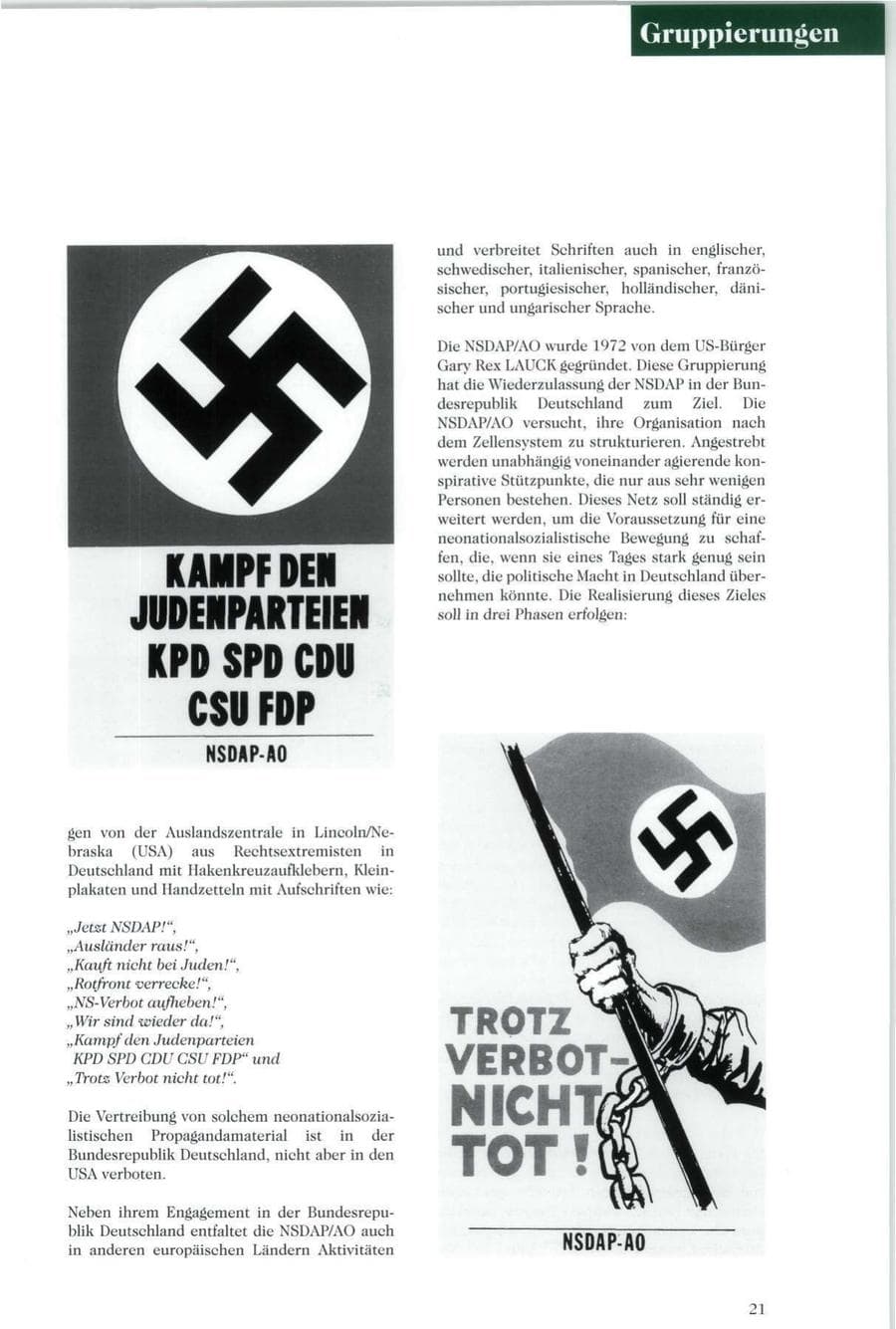 Seite 22 des Verfassungsschutzbericht 1996 Sachsen