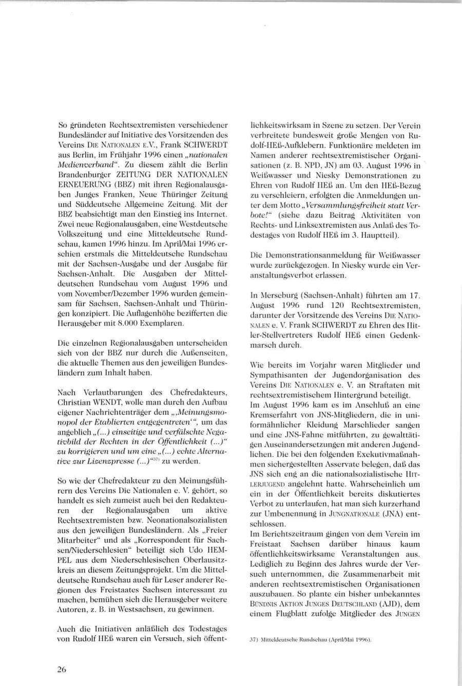 Seite 27 des Verfassungsschutzbericht 1996 Sachsen