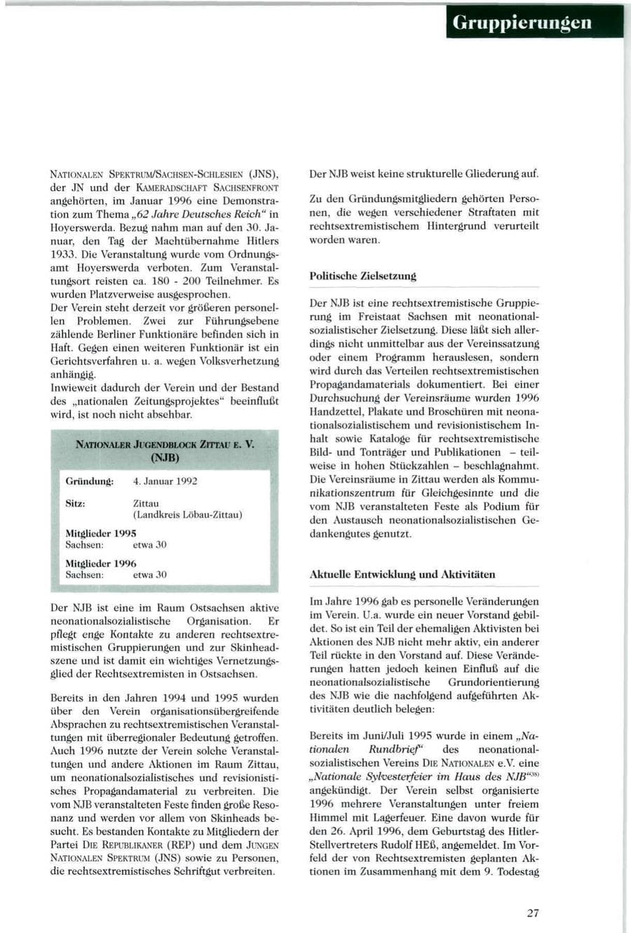 Seite 28 des Verfassungsschutzbericht 1996 Sachsen
