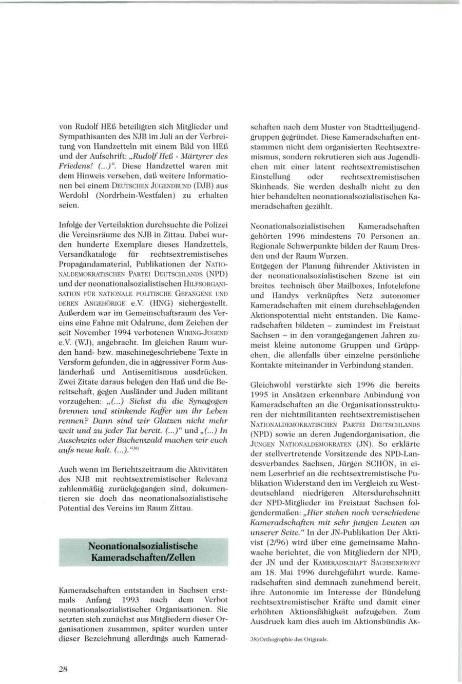 Seite 29 des Verfassungsschutzbericht 1996 Sachsen