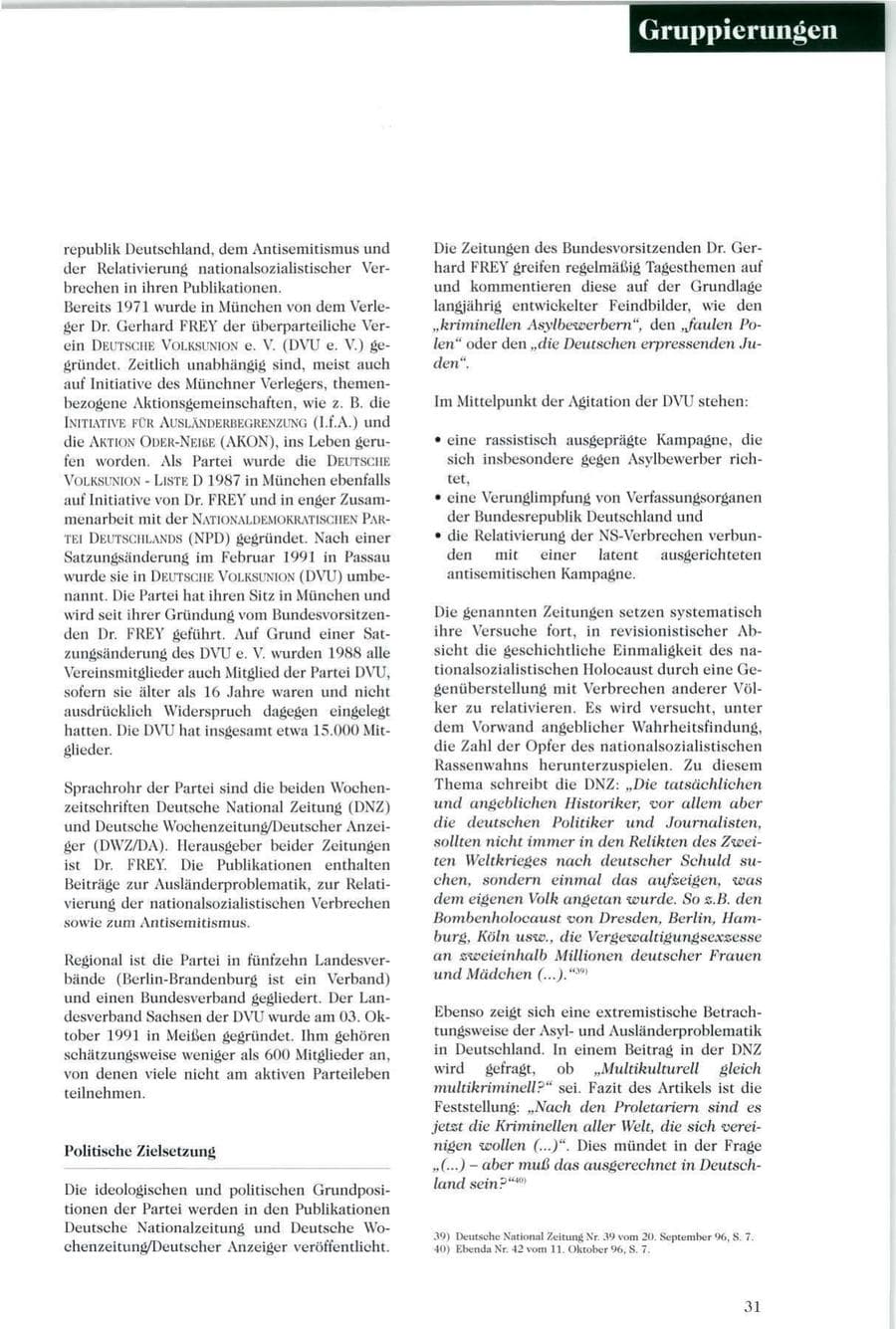 Seite 32 des Verfassungsschutzbericht 1996 Sachsen