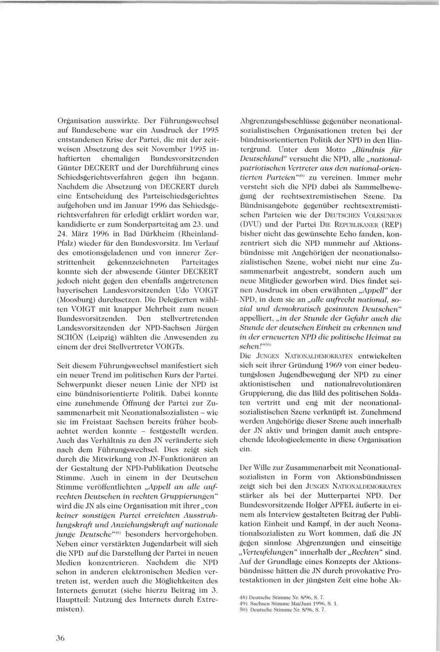 Seite 37 des Verfassungsschutzbericht 1996 Sachsen