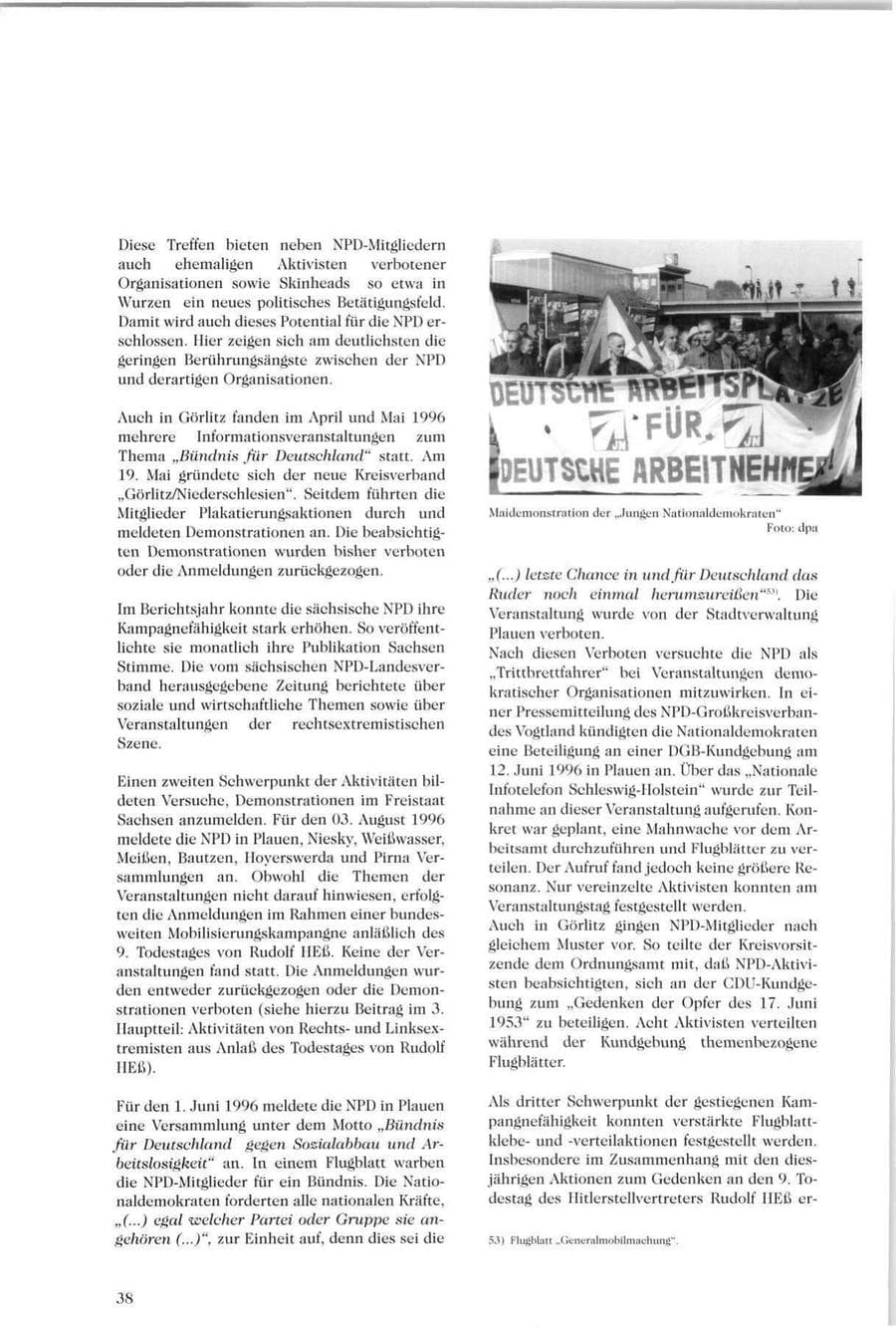 Seite 39 des Verfassungsschutzbericht 1996 Sachsen