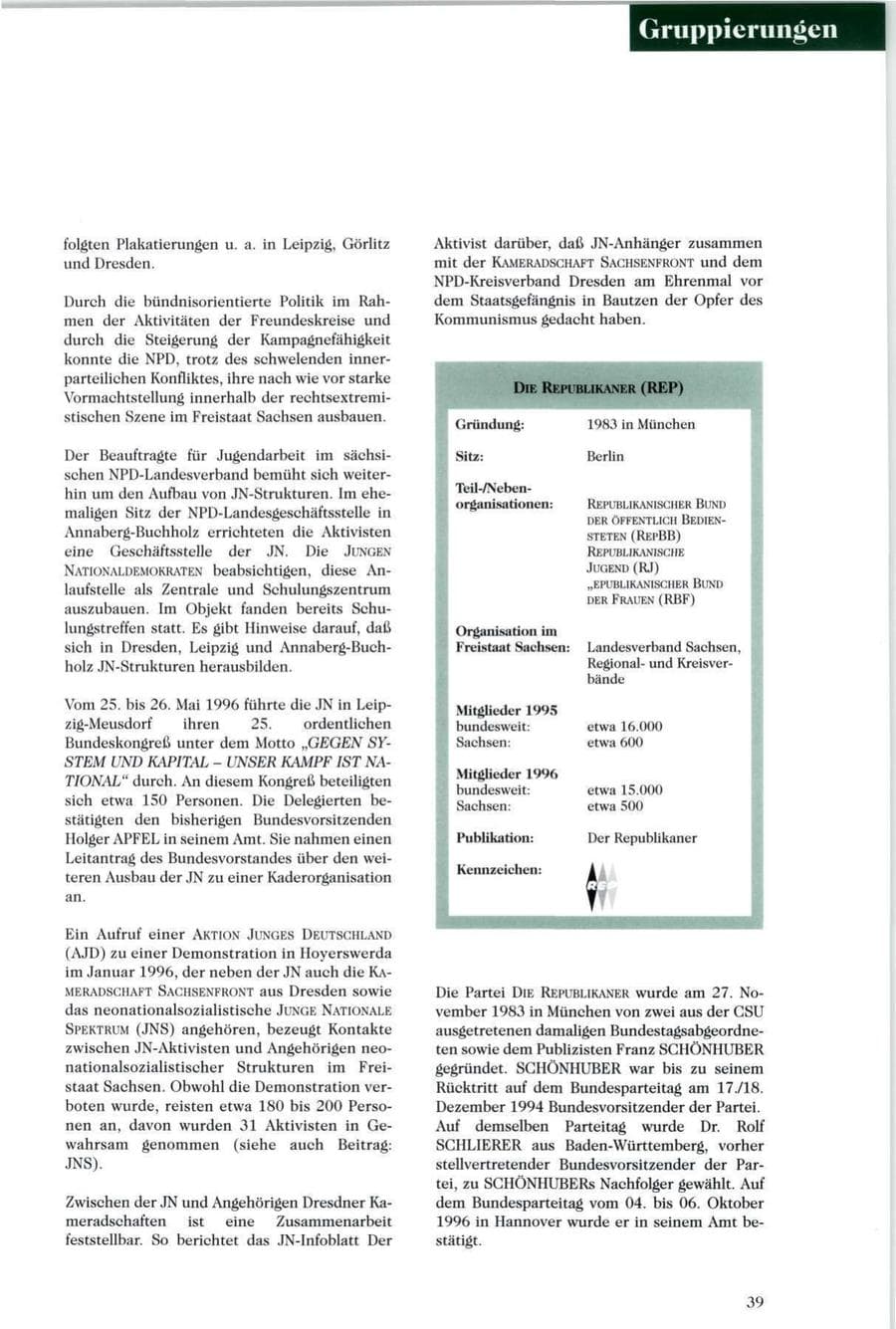 Seite 40 des Verfassungsschutzbericht 1996 Sachsen
