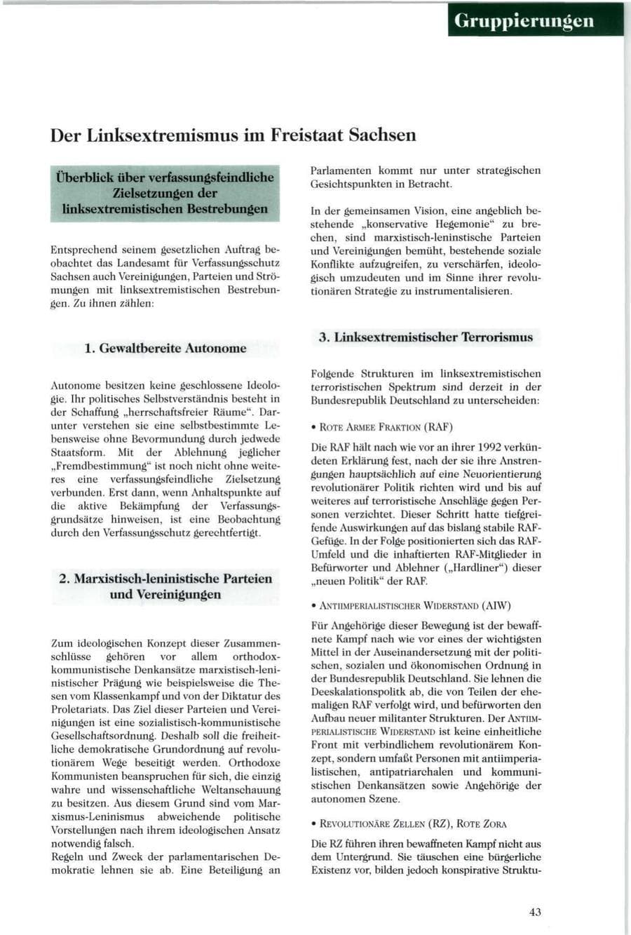 Seite 44 des Verfassungsschutzbericht 1996 Sachsen