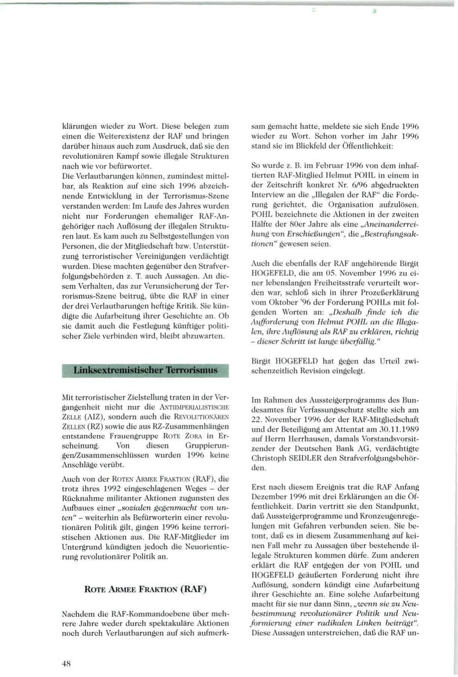 Seite 49 des Verfassungsschutzbericht 1996 Sachsen
