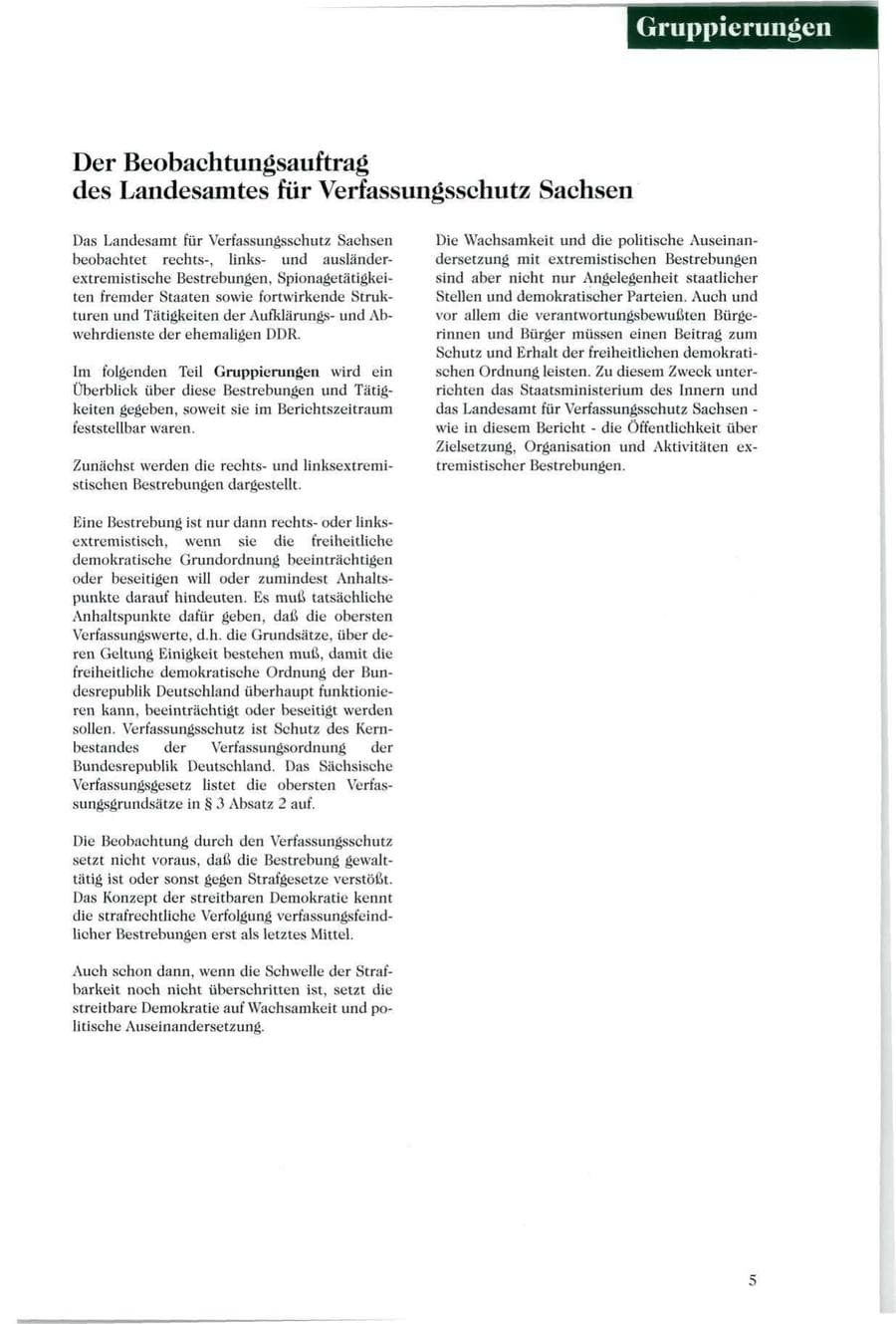 Seite 6 des Verfassungsschutzbericht 1996 Sachsen