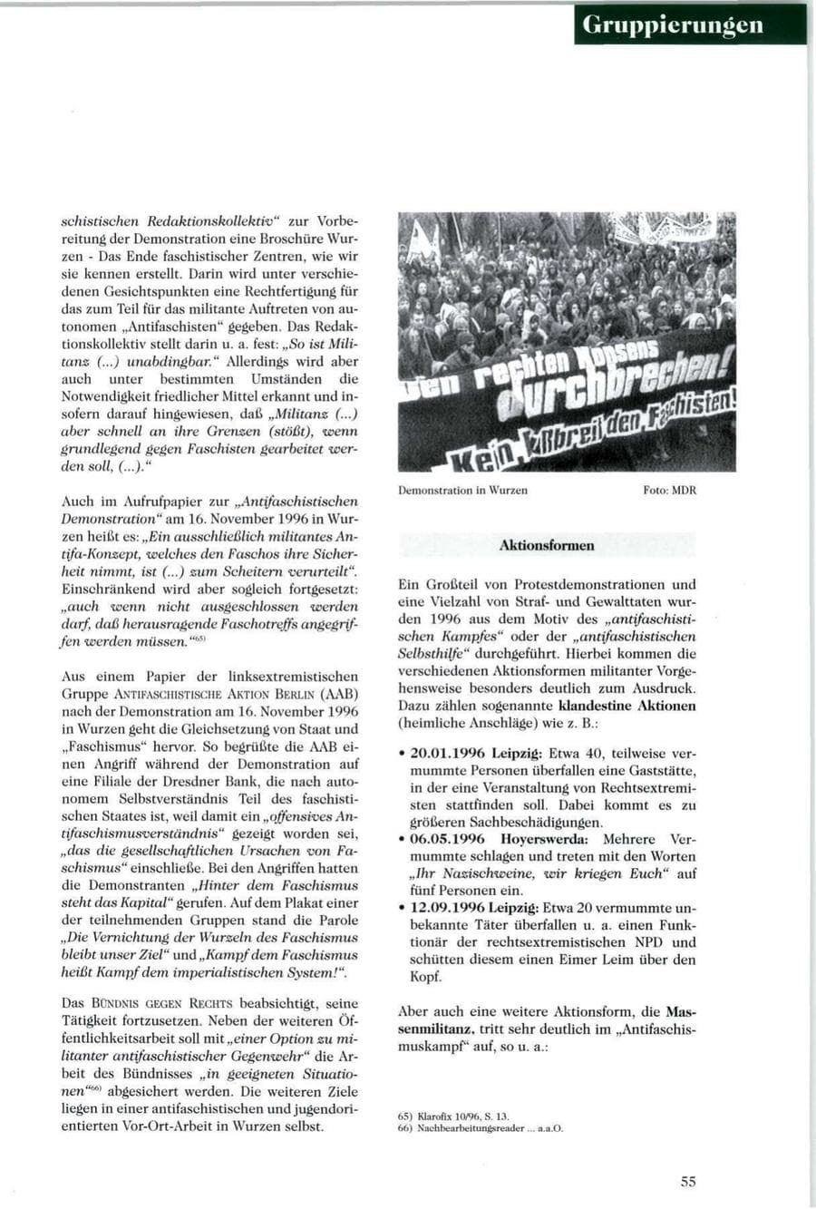 Seite 56 des Verfassungsschutzbericht 1996 Sachsen