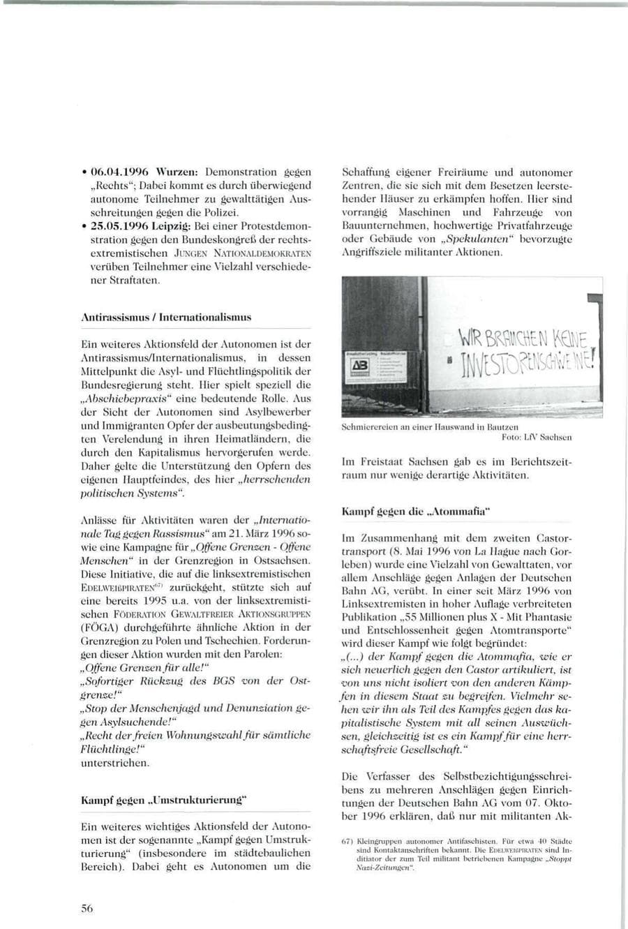Seite 57 des Verfassungsschutzbericht 1996 Sachsen