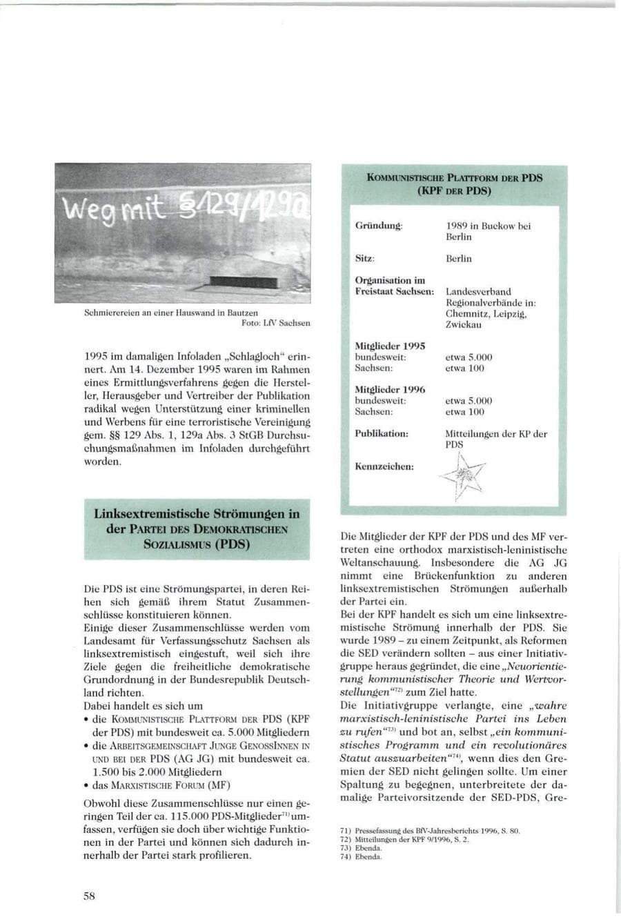 Seite 59 des Verfassungsschutzbericht 1996 Sachsen