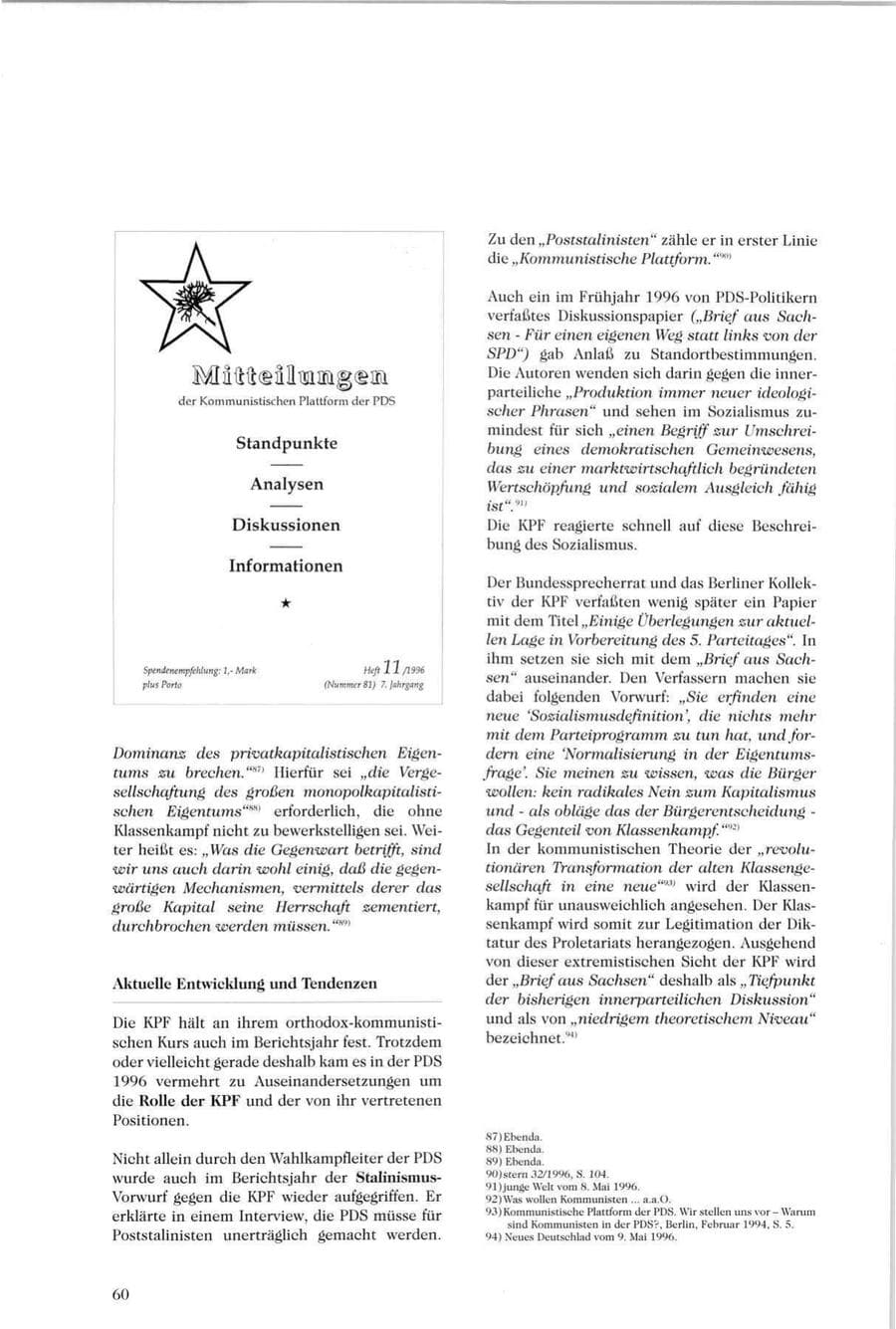 Seite 61 des Verfassungsschutzbericht 1996 Sachsen