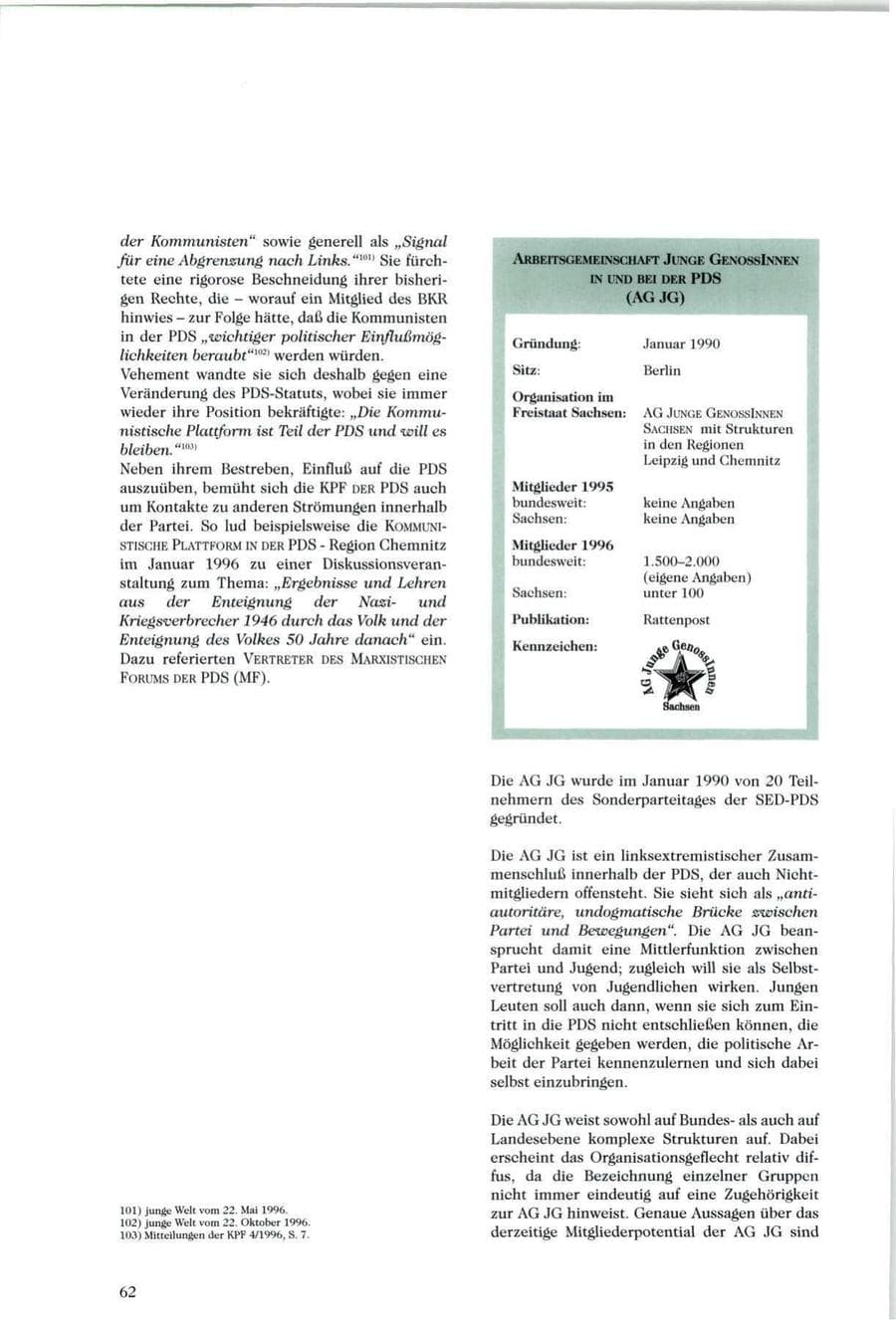 Seite 63 des Verfassungsschutzbericht 1996 Sachsen