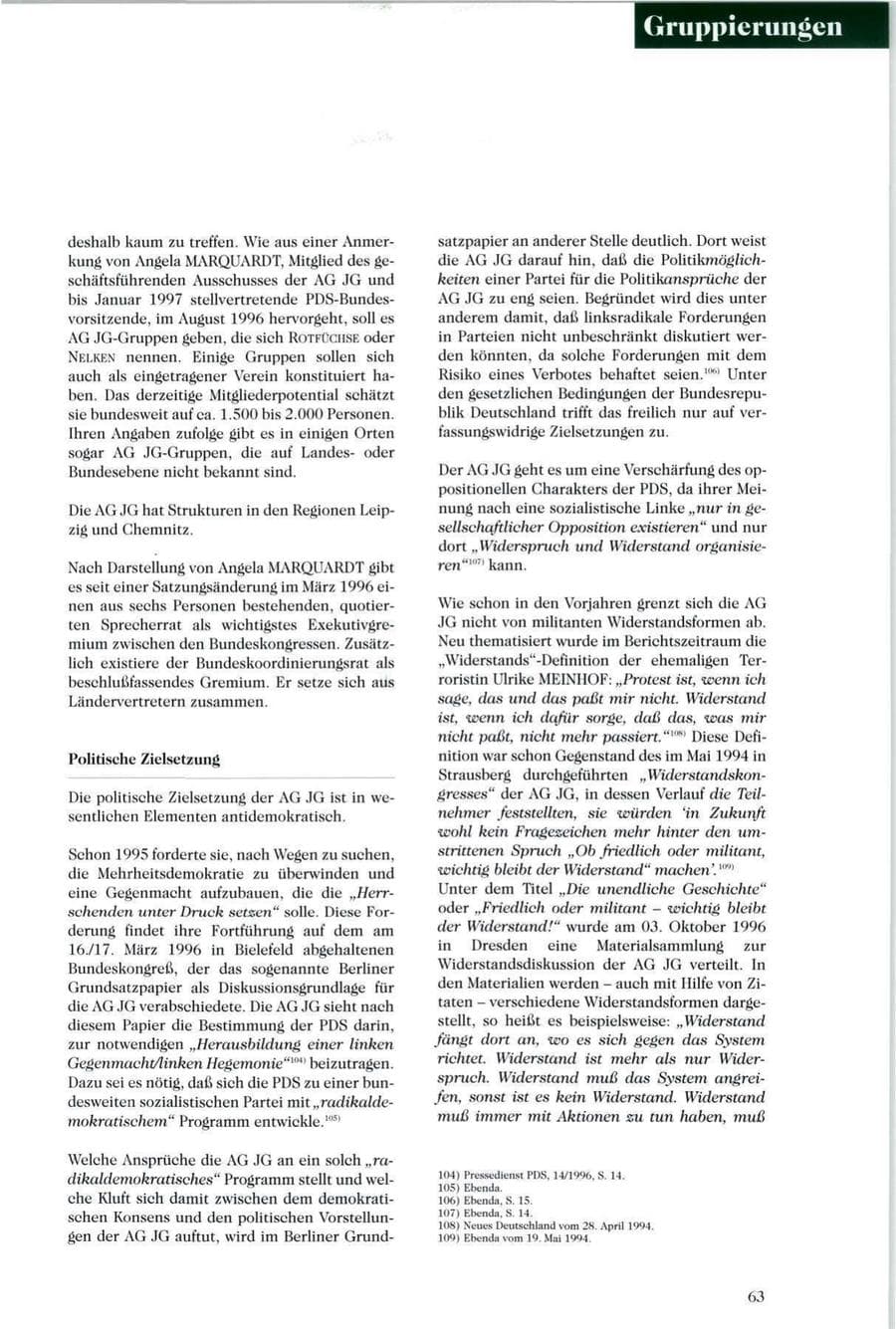 Seite 64 des Verfassungsschutzbericht 1996 Sachsen