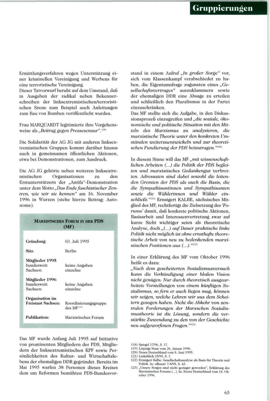 Seite 66 des Verfassungsschutzbericht 1996 Sachsen