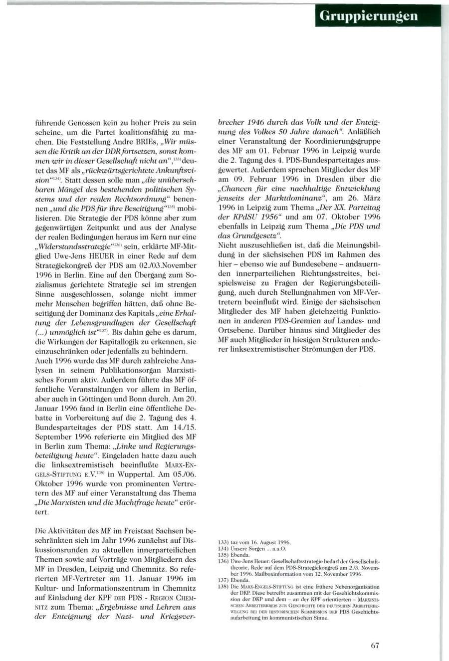 Seite 68 des Verfassungsschutzbericht 1996 Sachsen