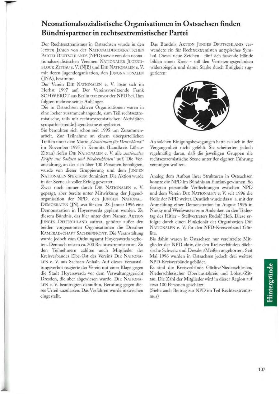 Seite 107 des Verfassungsschutzbericht 1997 Sachsen
