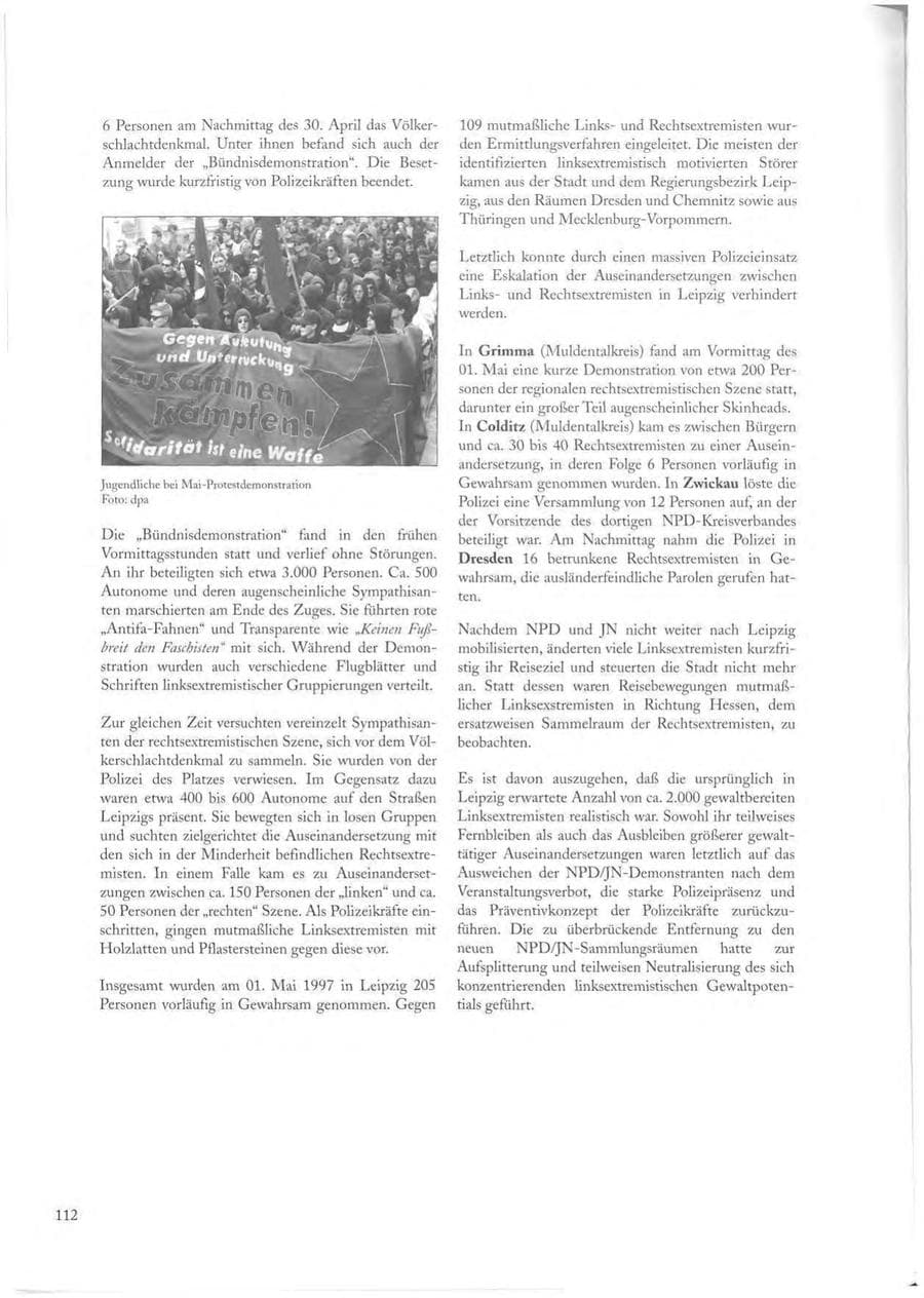 Seite 112 des Verfassungsschutzbericht 1997 Sachsen