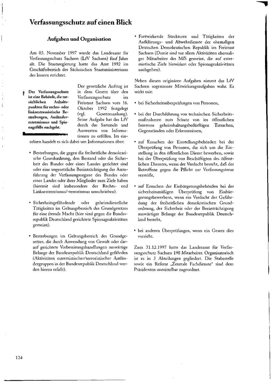 Seite 124 des Verfassungsschutzbericht 1997 Sachsen