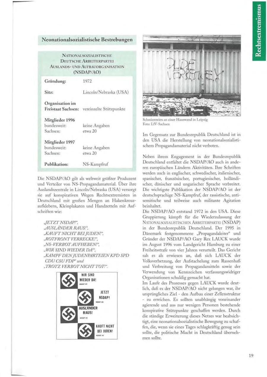 Seite 19 des Verfassungsschutzbericht 1997 Sachsen