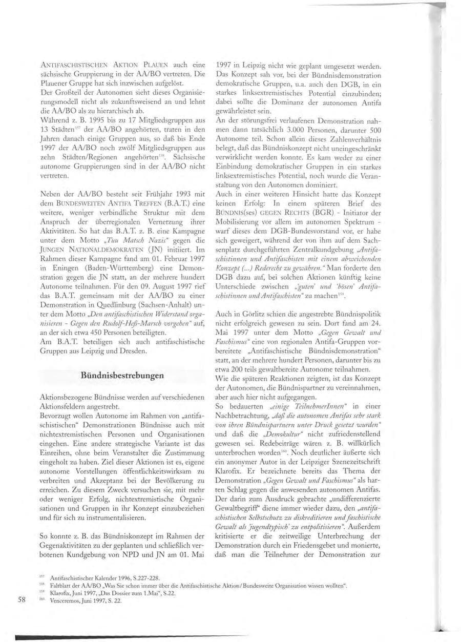 Seite 58 des Verfassungsschutzbericht 1997 Sachsen