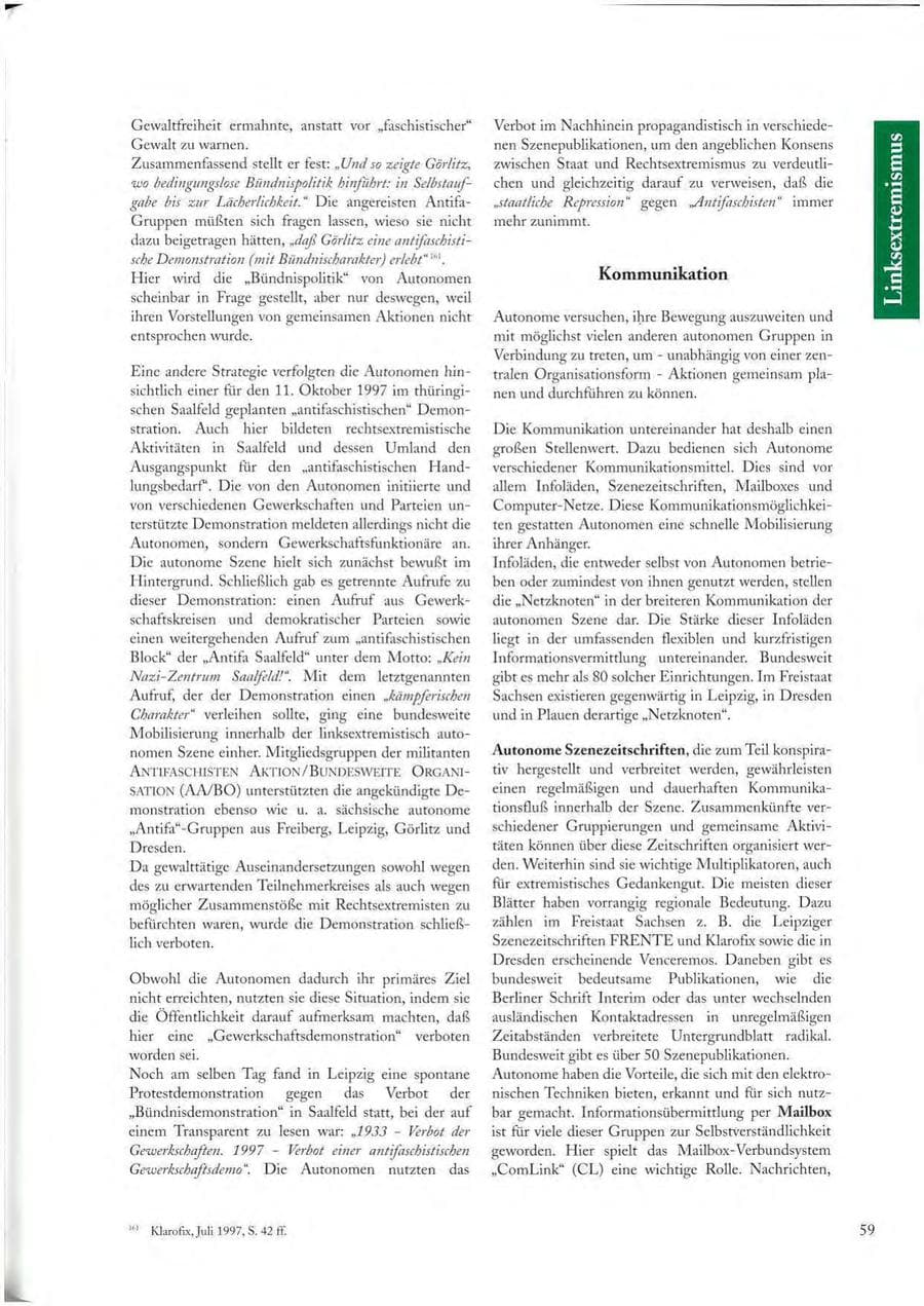 Seite 59 des Verfassungsschutzbericht 1997 Sachsen