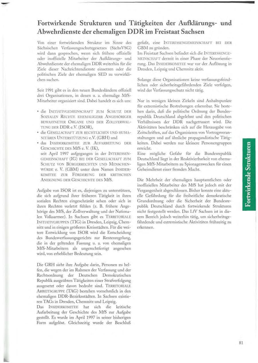 Seite 81 des Verfassungsschutzbericht 1997 Sachsen