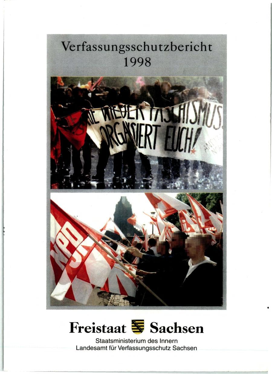 Seite 1 des Verfassungsschutzbericht 1998 Sachsen