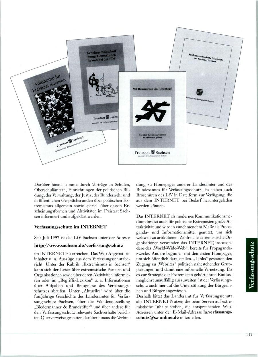 Seite 112 des Verfassungsschutzbericht 1998 Sachsen