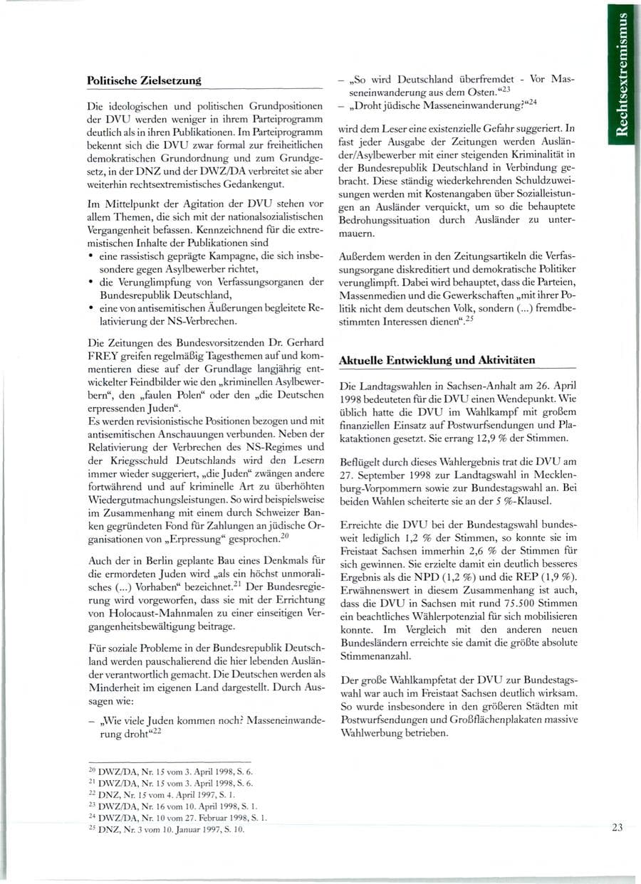 Seite 24 des Verfassungsschutzbericht 1998 Sachsen