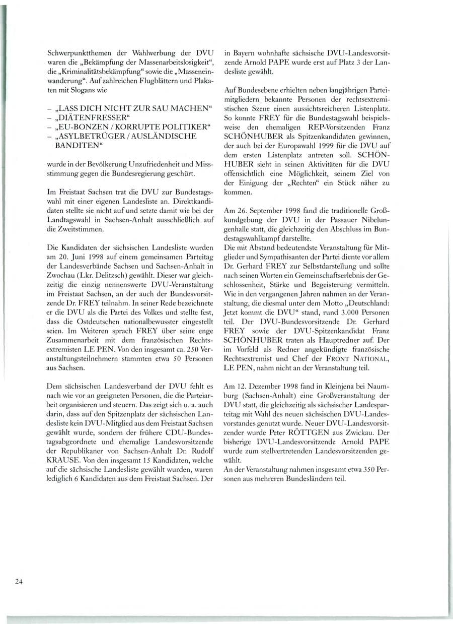 Seite 25 des Verfassungsschutzbericht 1998 Sachsen