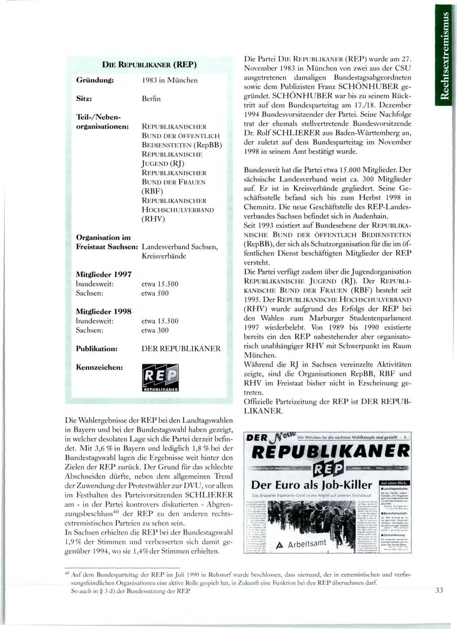 Seite 34 des Verfassungsschutzbericht 1998 Sachsen