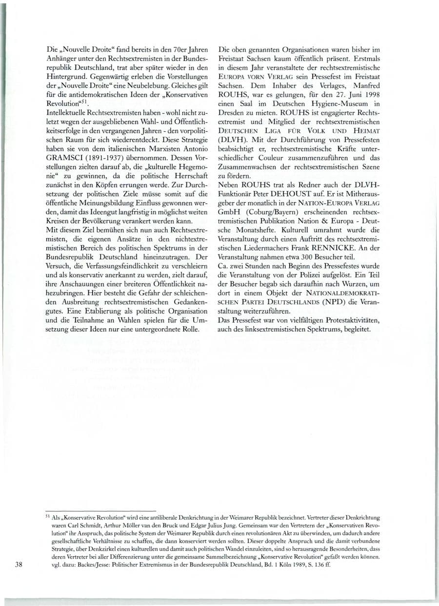 Seite 39 des Verfassungsschutzbericht 1998 Sachsen